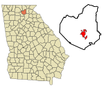 Lumpkin County Georgia Incorporated and Unincorporated areas Dahlonega Highlighted